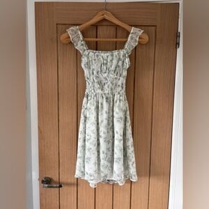 Hollister White and Green Floral Dress